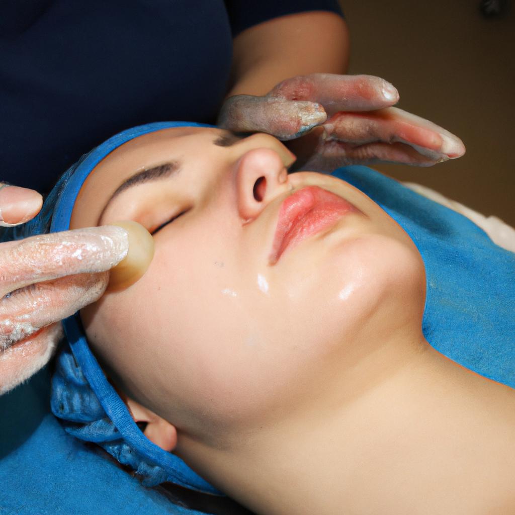 Person receiving chemical peel treatment
