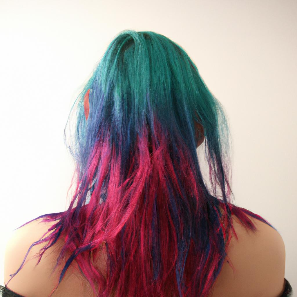 Person with colorful hair dye