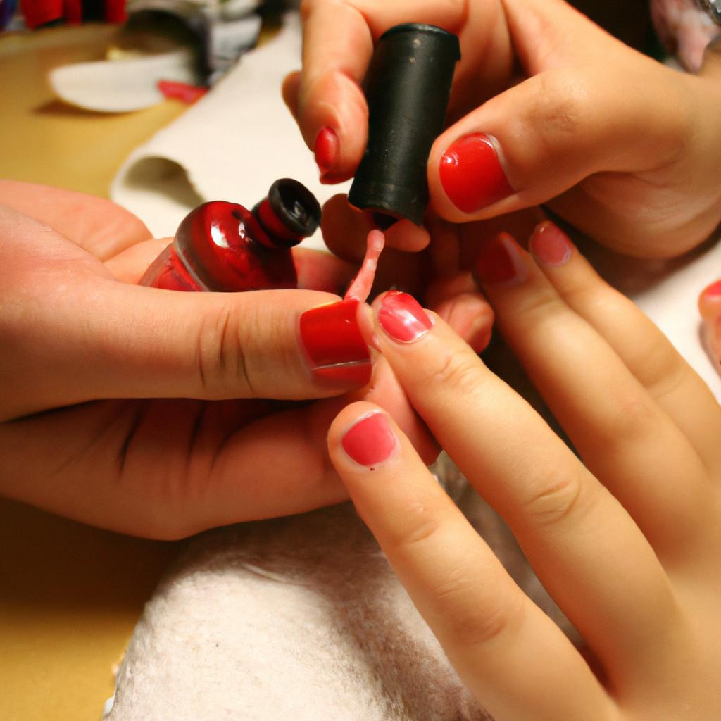 Person receiving manicure and pedicure