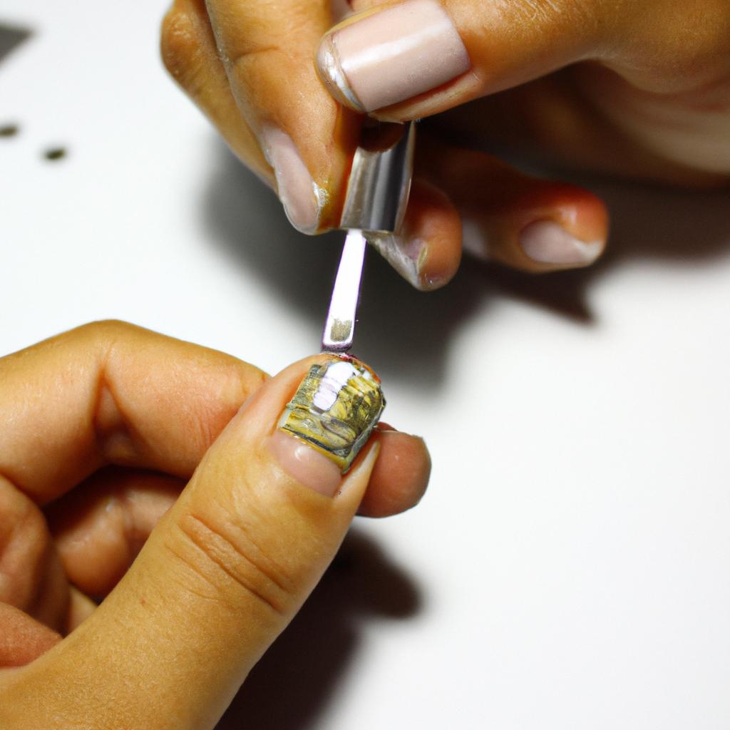 Person shaping nails with precision