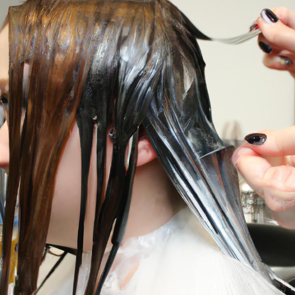 Person getting hair colored professionally